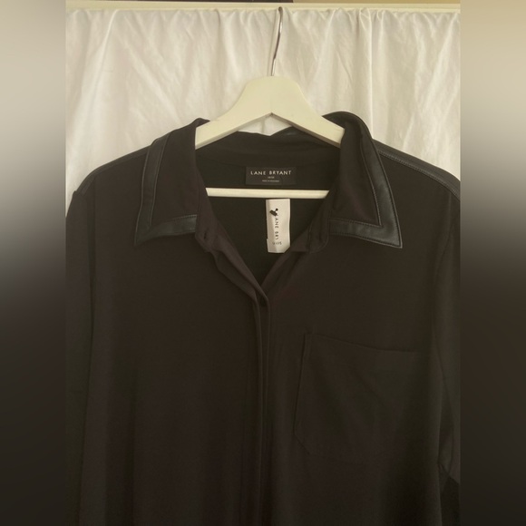 Lane Bryant Black Casual leather Button Down Shirt Size 18/20 NEW - Picture 8 of 12
